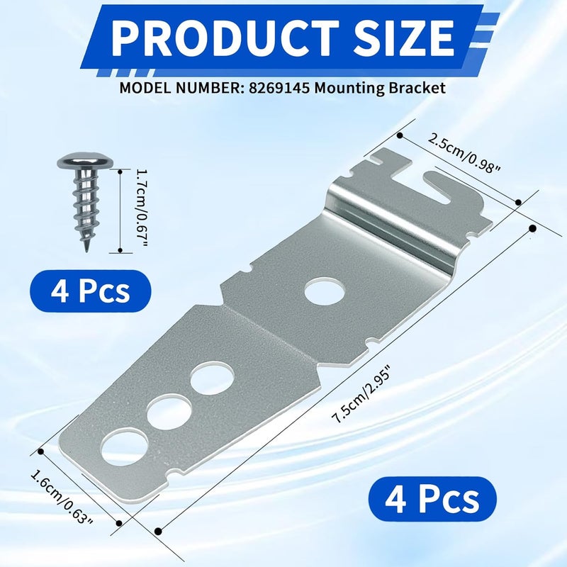MCSDFN 4 Pack 8269145 Dishwasher Mounting Brackets with Screws, Undercounter Dishwasher Bracket Universal Dishwasher Replacement Parts & Accessories - Image 2